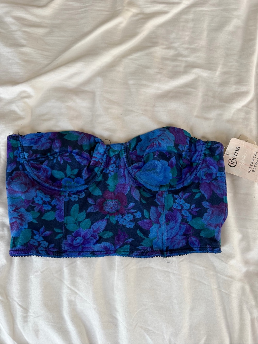 Cacique Strapless Floral Bustier — Blue, Purple & Teal